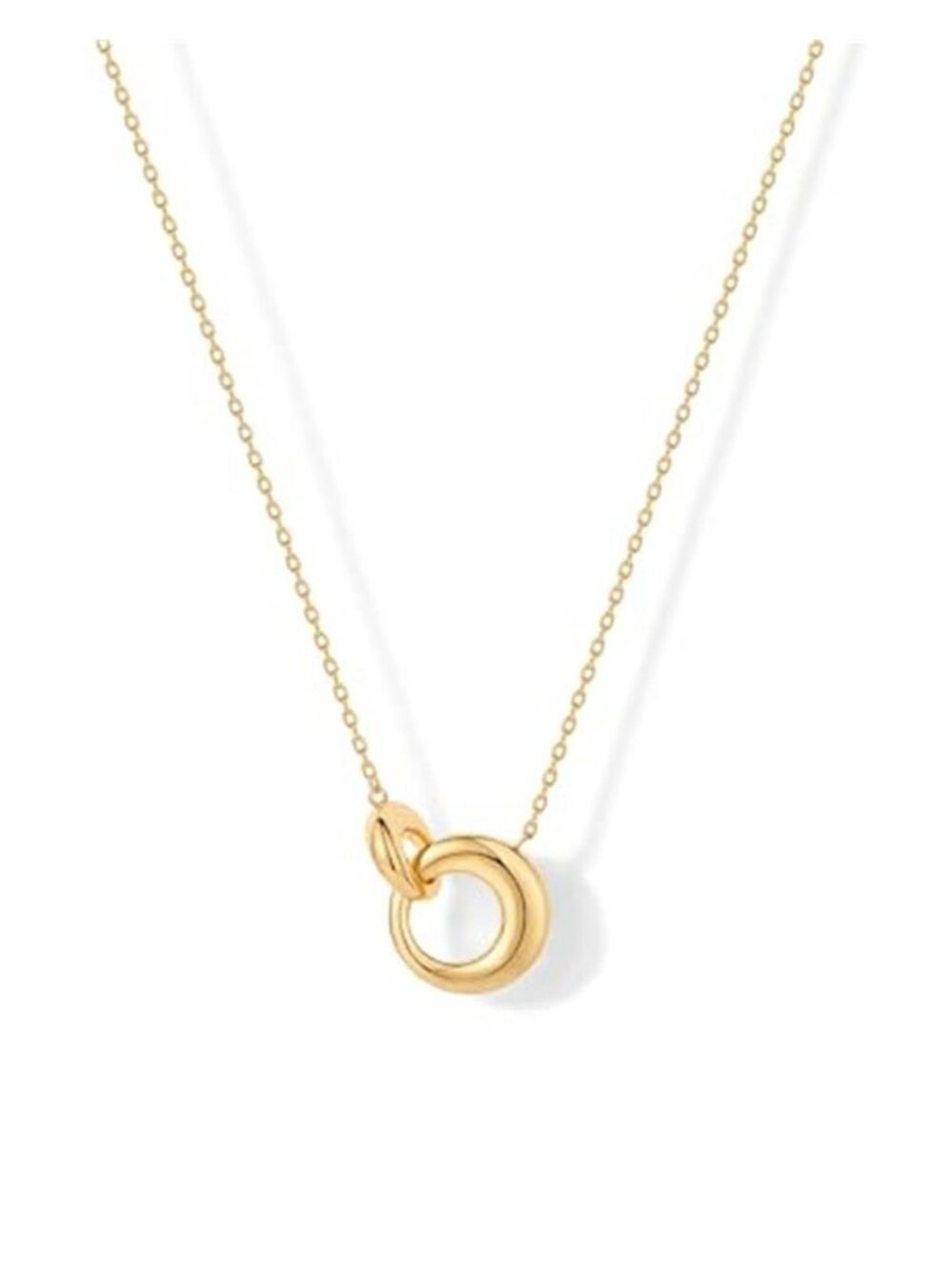 14K Gold Plated Dainty Interlock Pendant Necklace for Women | Circle Link